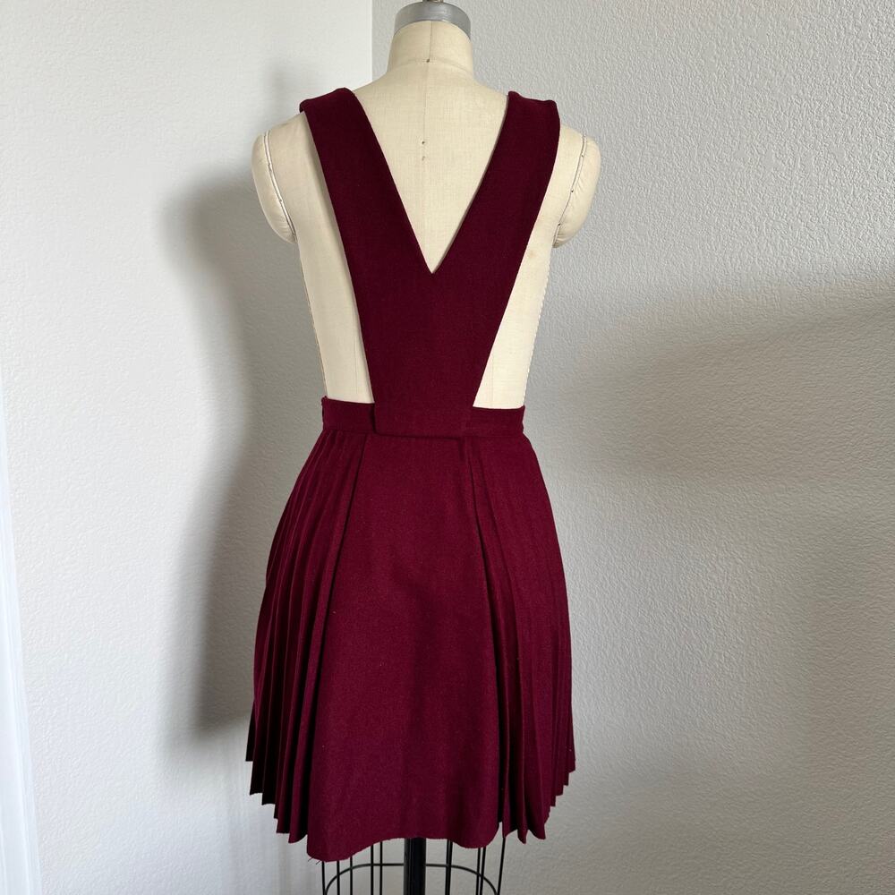 Gianni Bini | Burgundy Wool Blend Pleated Skater Mini Dress Sleeveless XS - Picture 3 of 9